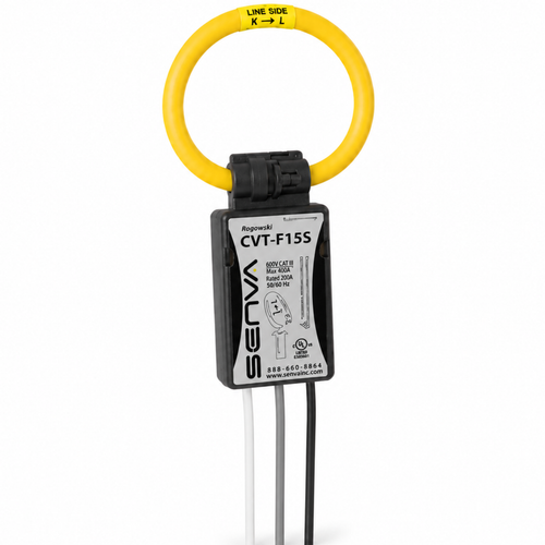 Senva CVT-F15S : Flexible Split-Core Rogowski CVT Transducers, 1500A Operating Range, 9"Rope Circumference, 3' (Default) Lead Length, Black (Default) in Color